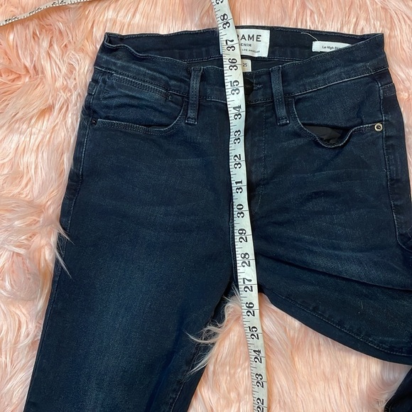 Frame Le High Skinny Super Dark‎ Wash Distressed Stretch Jeans Size 25 - Picture 8 of 8